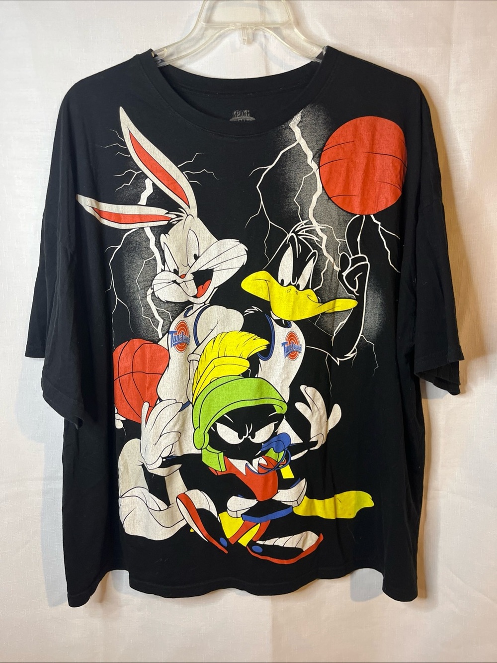 Men's Black Short Sleeve Space Jam Cartoon Graphic Tee